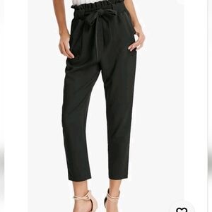 Grace Karin Women's High Waisted Paperbag Pants Tie Belt Pockets Slim Fit Size M